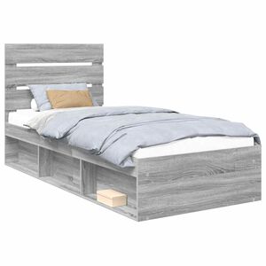 vidaXL Estructura de cama con cabecera Gris Sonoma 90 x 190 cm