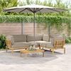 vidaXL Juego de Sof&aacute; con coj&iacute;n 4 pcs Taup&eacute; Madera de Acacia S&oacute;lida