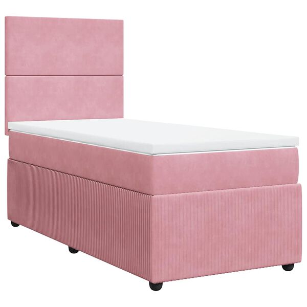 vidaXL Cama box spring con colch&oacute;n terciopelo rosa 80x200 cm