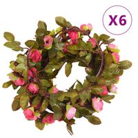 vidaXL Guirnaldas de flores artificiales 6 uds rosa 215 cm