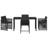 vidaXL Conjunto de Comedor de Jard&iacute;n 5 pcs Negro rat&aacute;n sint&eacute;tico