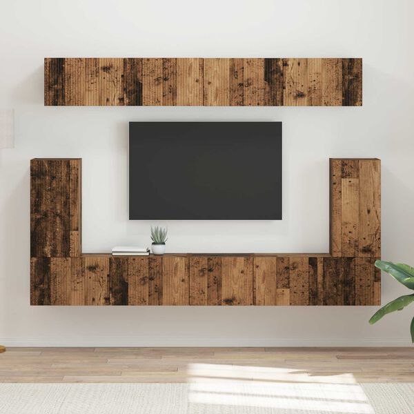 vidaXL Conjunto de mueble de TV Montaje en la pared 5 pcs Madera vieja