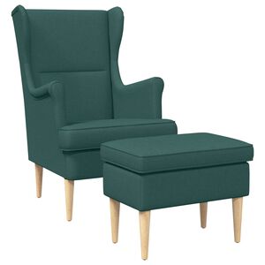 vidaXL Sill&oacute;n con Pouf 2 uds. Verde oscuro Tela