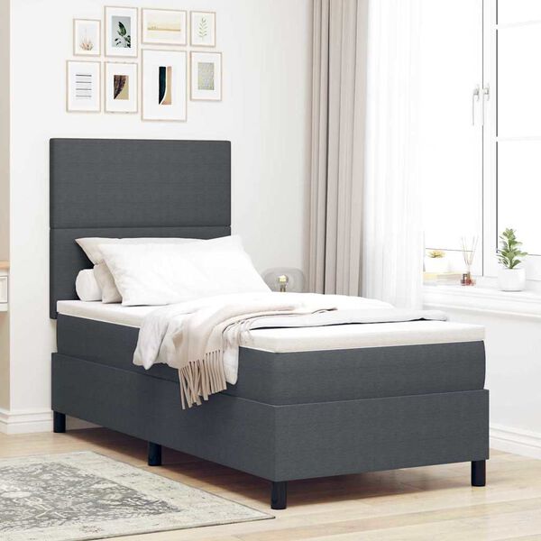 vidaXL Cama tipo Box Spring Gris Oscuro y 90 x 200 cm Tela de Pana