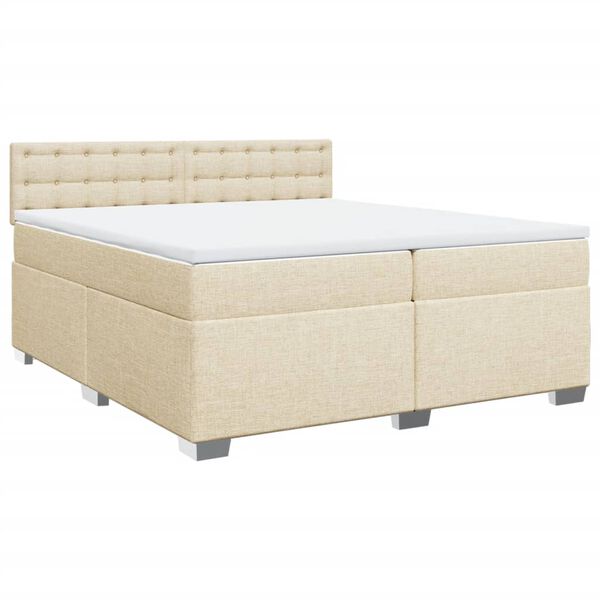 vidaXL Cama box spring con colch&oacute;n tela color crema 200x200 cm