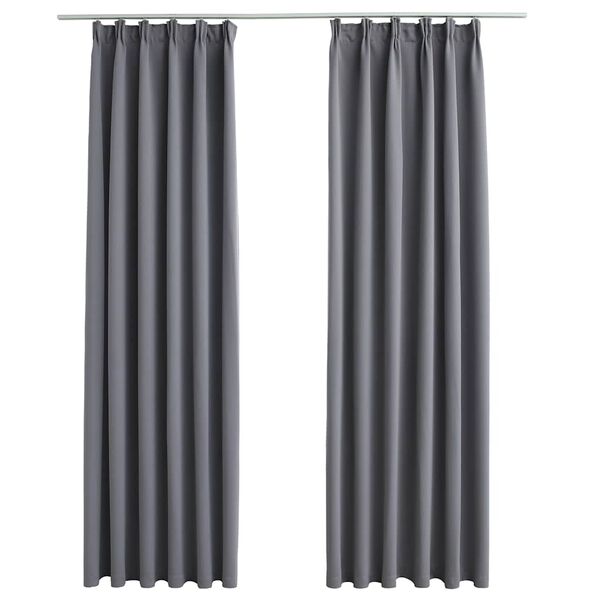 vidaXL Cortinas opacas con ganchos 2 piezas gris 140x245 cm