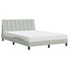 vidaXL Cama con colch&oacute;n Hanko terciopelo gris claro 140x200 cm