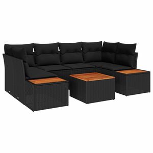vidaXL Conjunto de sof&aacute; de jard&iacute;n con coj&iacute;n 6 pcs Negro Polirat&aacute;n
