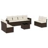 vidaXL Set de sof&aacute;s de jard&iacute;n 9 pzas y cojines rat&aacute;n sint&eacute;tico marr&oacute;n