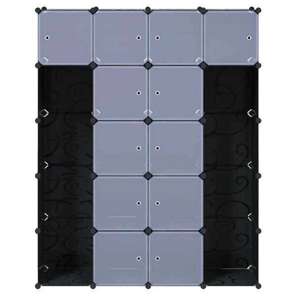 vidaXl Armario modular 14 compartimentos negro y blanco 37x146x180,5cm