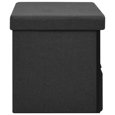 vidaXL Banco de almacenaje plegable lino sintético negro 76x38x38 cm