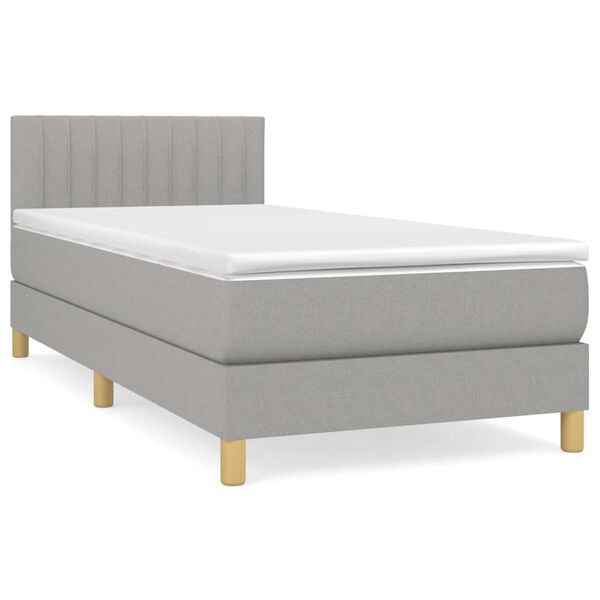 vidaXL Cama box spring con colch&oacute;n tela gris claro 80x200 cm