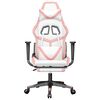 vidaXL Silla gaming masaje y reposapiés cuero sintético blanco y rosa