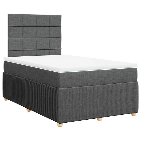 vidaXL Cama box spring con colch&oacute;n tela gris oscuro 120x200 cm