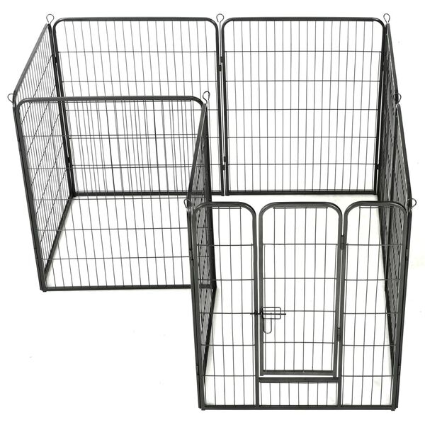 vidaXL Corral para perros 8 paneles de acero 80x100 cm negro