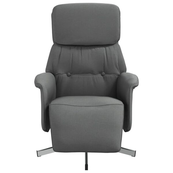 vidaXL Sill&oacute;n reclinable con reposapi&eacute;s tela gris oscuro