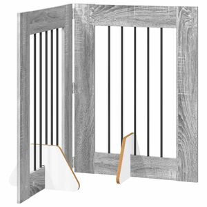 vidaXL Puerta para perros plegable con soportes 2 uds. Sonoma gris