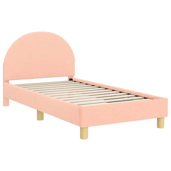vidaXL Cama para ni&ntilde;os con cabecero Rosa 80 x 160 cm Tela de Oveja