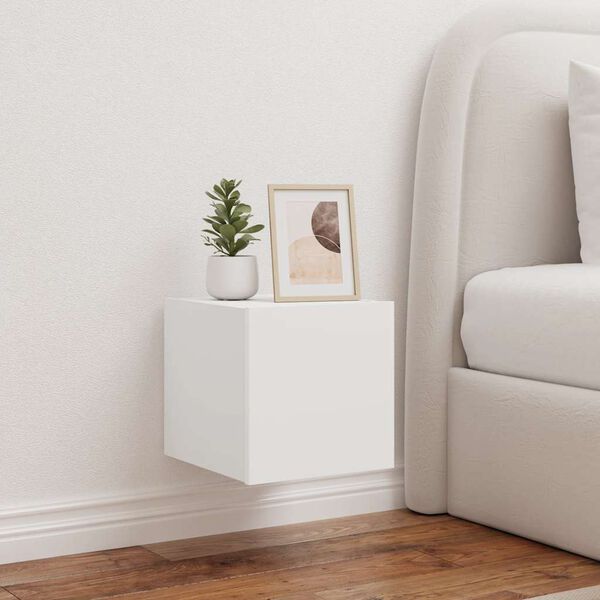 vidaXL Muebles de TV de pared con luces LED 2 uds blanco 30,5x35x30 cm