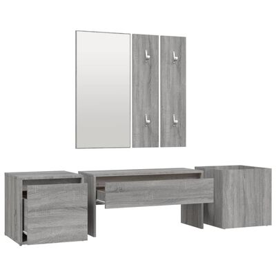 vidaXL Set de muebles de recibidor madera contrachapada gris Sonoma
