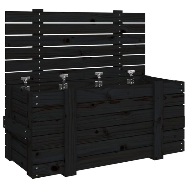 vidaXL Caja de almacenaje madera maciza de pino negro 91x40,5x42 cm