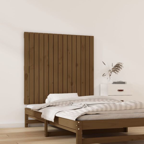 vidaXL Cabecero cama pared madera maciza pino marr&oacute;n miel 95,5x3x90 cm