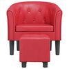 vidaXL Sill&oacute;n con taburete cuero sint&eacute;tico rojo