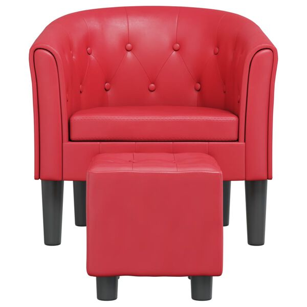 vidaXL Sill&oacute;n con taburete cuero sint&eacute;tico rojo