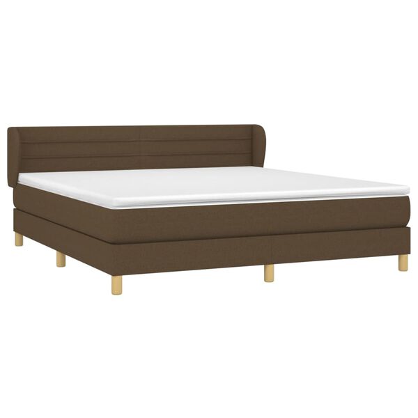 vidaXL Cama box spring con colch&oacute;n tela marr&oacute;n oscuro 160x200 cm