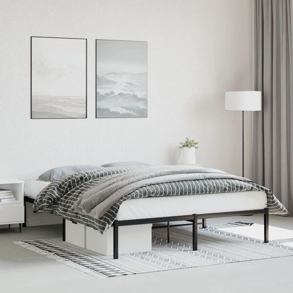vidaXL Estructura de cama sin colchón metal negro 160x200 cm