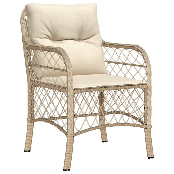 vidaXL Set comedor de jard&iacute;n 9 pzas con cojines rat&aacute;n sint&eacute;tico beige
