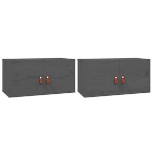 vidaXL Armarios de pared 2 uds madera maciza de pino gris 60x30x30 cm