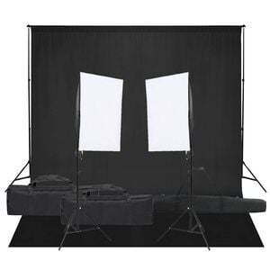 vidaXL Kit de estudio fotogr&aacute;fico con set de luces y fondo