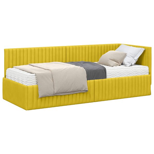 vidaXL Estructura de Cama Esquina con Colch&oacute;n 2 pcs Amarillo
