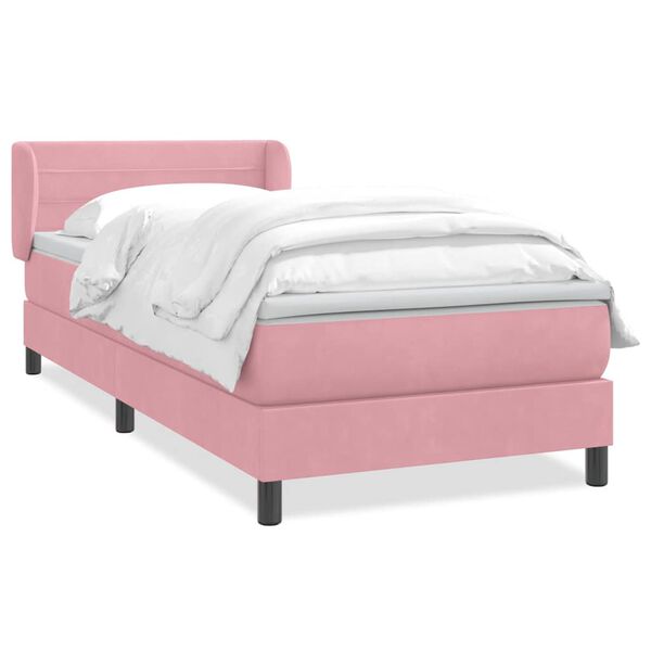 vidaXL Cama box spring con colch&oacute;n terciopelo rosa 80x220 cm
