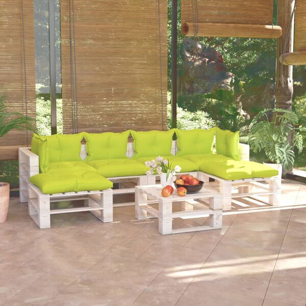 vidaXL Muebles de jard&iacute;n de palets 7 pzas y cojines madera de pino