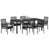 vidaXL Conjunto de Comedor de Jard&iacute;n 7 pcs Negro rat&aacute;n sint&eacute;tico