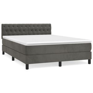 vidaXL Cama box spring con colch&oacute;n terciopelo gris oscuro 140x190 cm