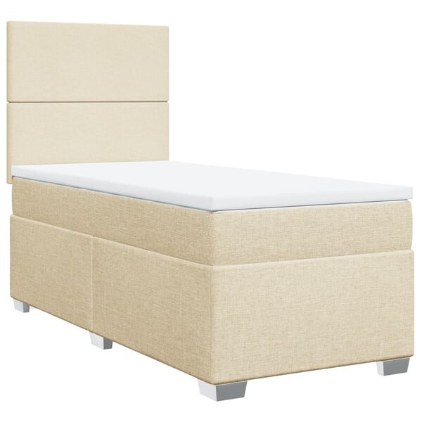 vidaXL Cama box spring con colch&oacute;n tela color crema 100x200 cm