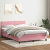 vidaXL Cama box spring con colch&oacute;n y LED terciopelo rosa 160x220 cm