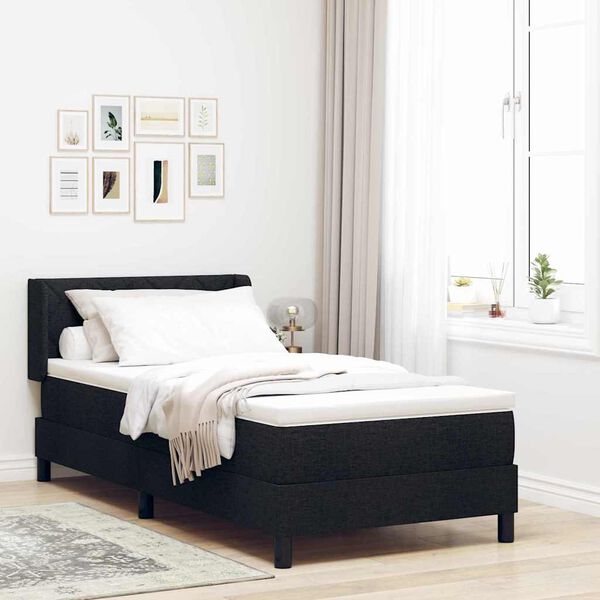 vidaXL Cama tipo Box Spring con colch&oacute;n Negro 190 x 90 cm Poli&eacute;ster