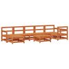 vidaXL Conjunto de Sof&aacute;s de Jard&iacute;n 8 pcs Marr&oacute;n Cera Pino macizo