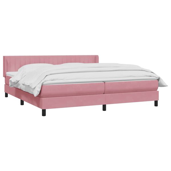 vidaXL Cama box spring con colch&oacute;n terciopelo rosa 180x220 cm