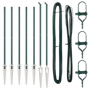 vidaXL Poste de Valla 7 pcs Verde Acero