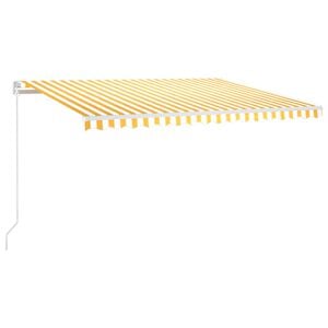 vidaXL Toldo manual retr&aacute;ctil con LED amarillo y blanco 450x350 cm