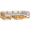 vidaXL Set muebles de jardín 7 pzas madera maciza y cojines gris claro