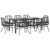vidaXL Set de comedor jardín 9 piezas cojines ratán polivinílico negro