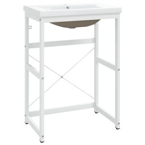 vidaXL Estructura de ba&ntilde;o con lavabo incorporado hierro blanco