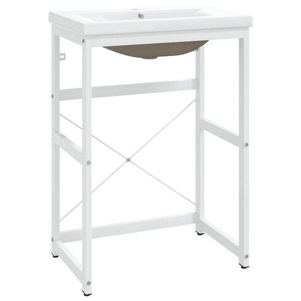 vidaXL Estructura de ba&ntilde;o con lavabo incorporado hierro blanco