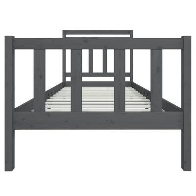 vidaXL Estructura de cama de madera maciza gris 90x200 cm